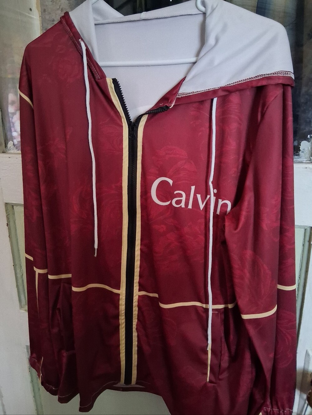 Calvin Red Hooded Zip Jacket
